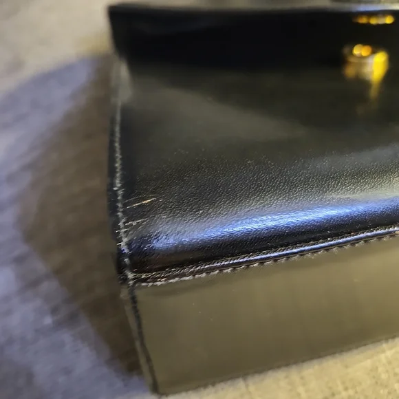 Bally Vtg. Black Leather 2way Bag Top Handle Crossbody Structured Bag - Picture 10 of 15